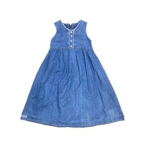 Vintage 90s Baby Guess Kids Girls Denim Jumper Dress 4 Years Made In USA